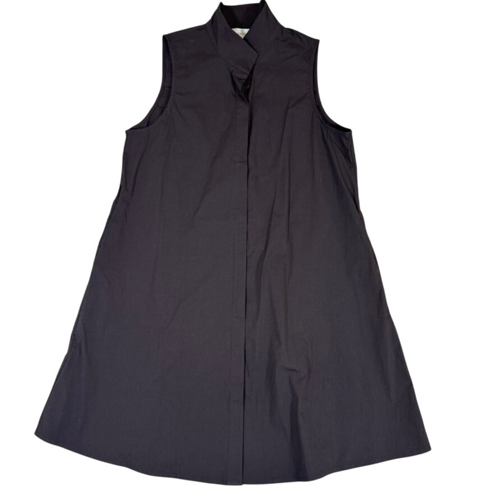 Tuckernuck Black Sleeveless Stand Collar A-Line Shirt Dress Medium
